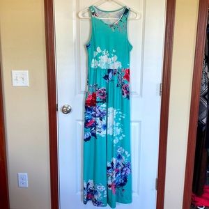 Long flowery tank dress